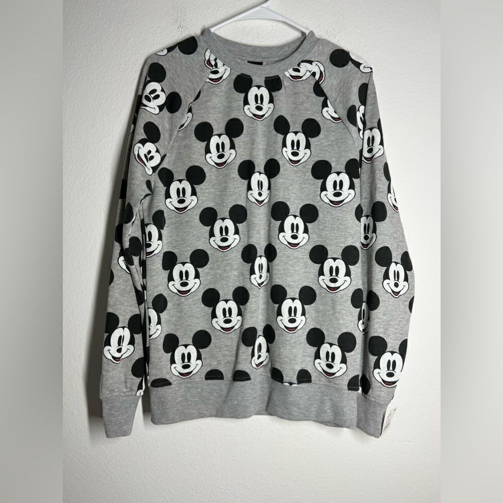 NWT DISNEY Mickey Mouse Cotton Gray Sweatshirt RN#117508 Size S
